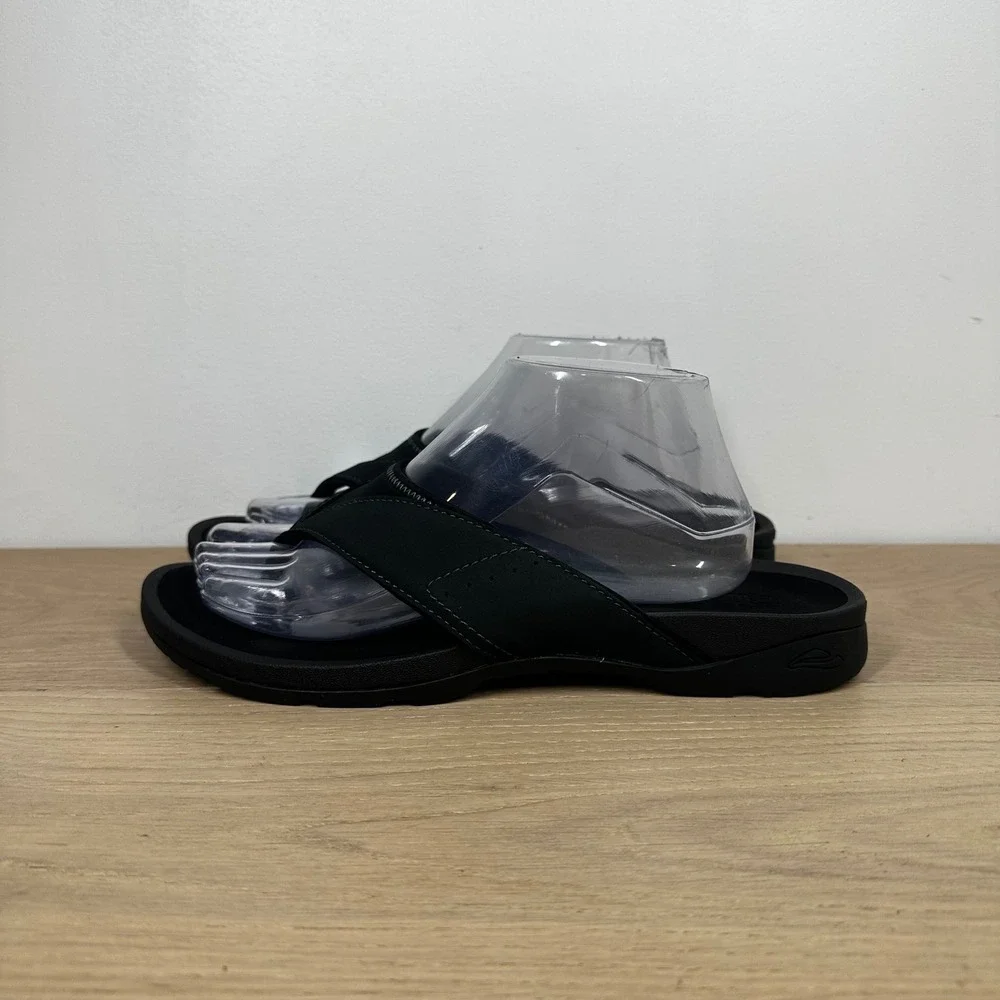 ABEO Balboa Sandals Women 10 Black Thong Slide Comfort Walking Minimalist